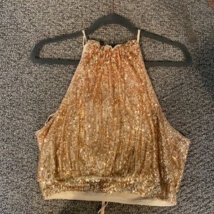Free People Lights Out Sparkly Halter Top